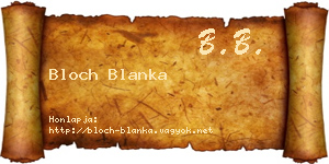 Bloch Blanka névjegykártya